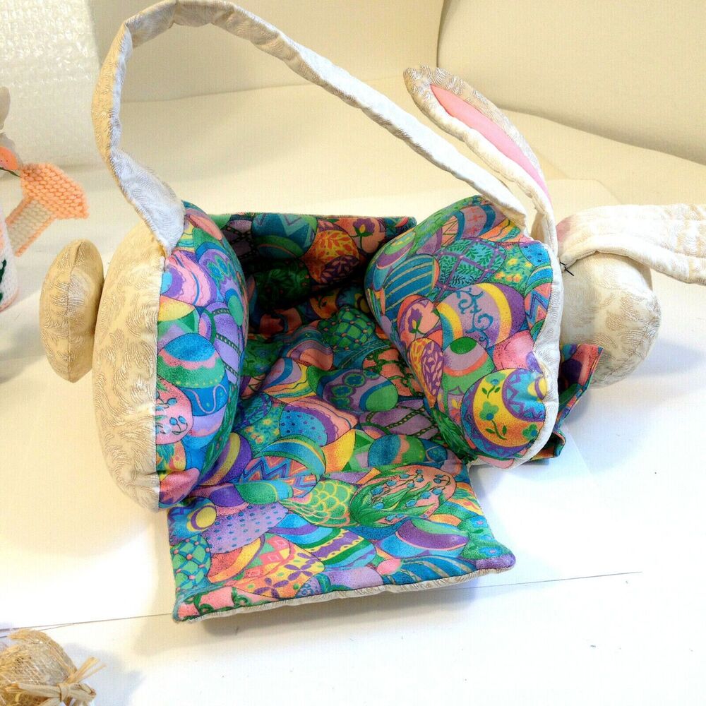 Vintage Easter Decorations Lot 7 Items Rabbit Eggs Flowers LOOK - Picture 9 of 11